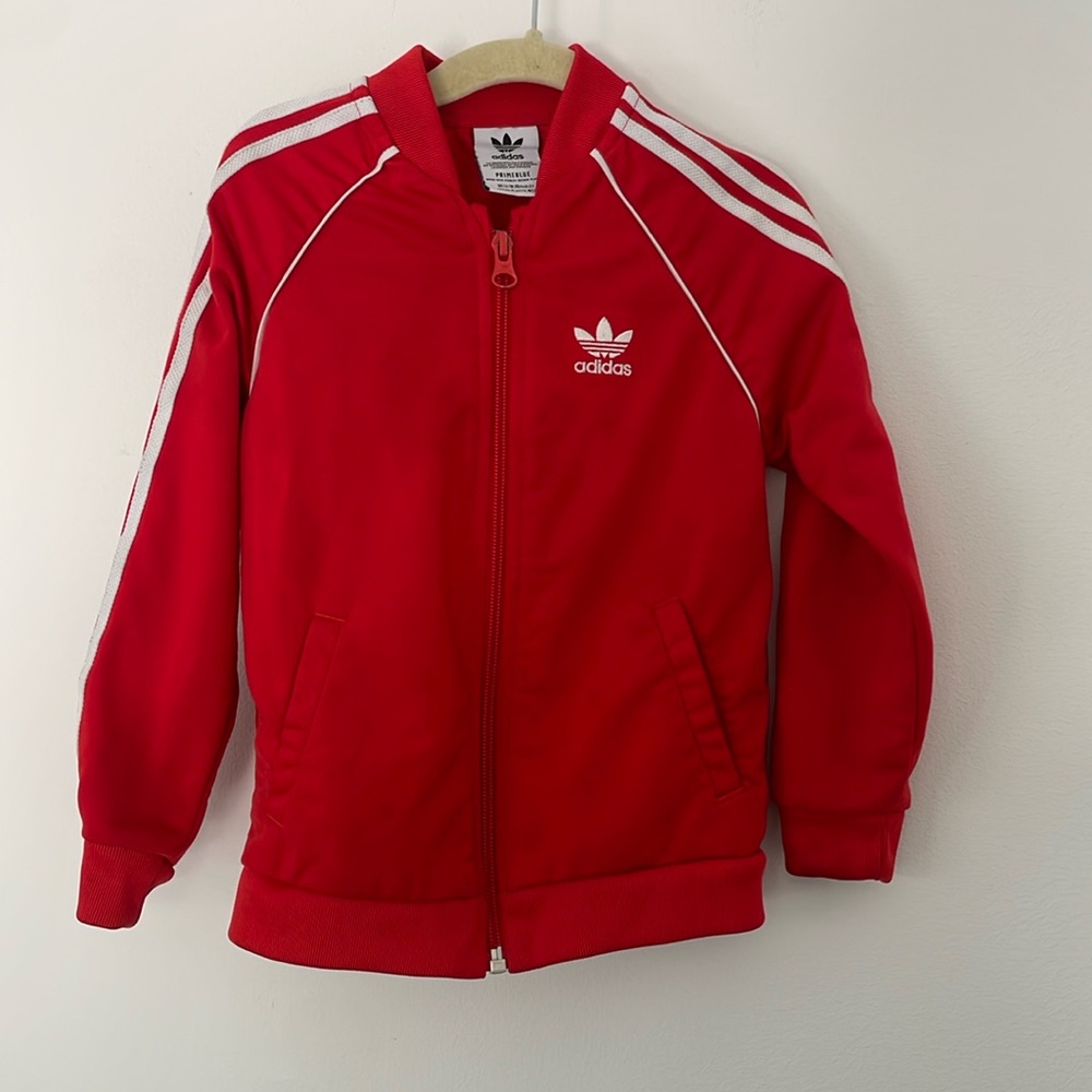 Adidas Tri Stripe Kids Zip Jacket Red Size 4T